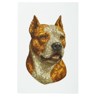 Impresión En Metal Retrato de perro de Pitbull