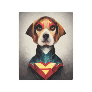 Impresión En Metal Retrato de perro superhéroe   Beagle
