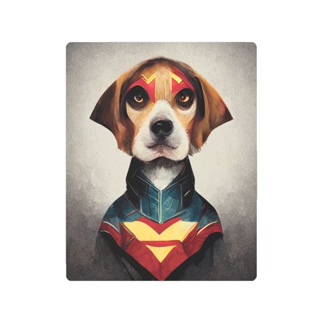 Impresión En Metal Retrato de perro superhéroe | Beagle (Anverso)