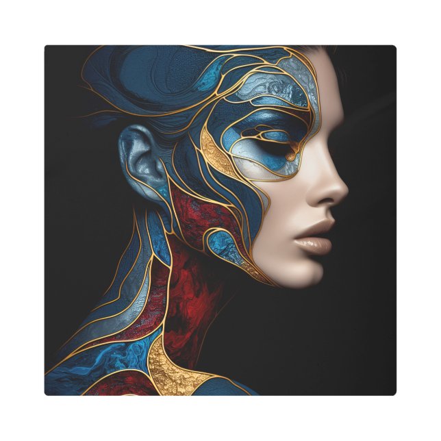 Impresión En Metal Retrato De Una Mujer En Resumen (Anverso)