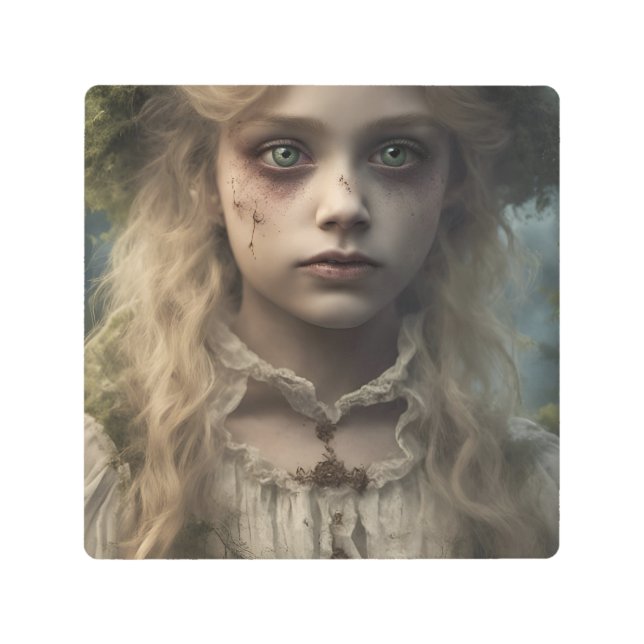 Impresión En Metal Retrato de una niña rubia victoriana inmutable (Anverso)