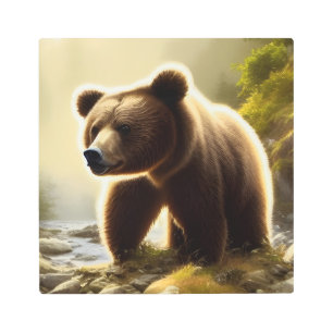 Impresión En Metal Retrato de vida salvaje de oso marrón