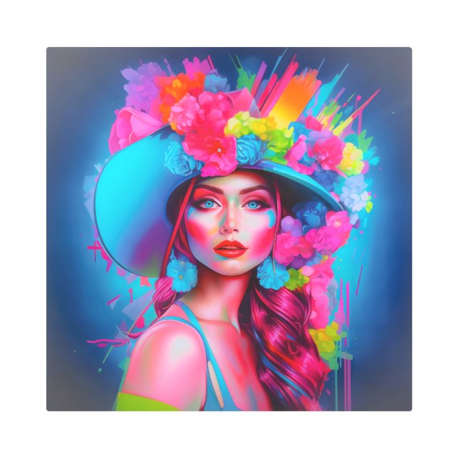 Impresión En Metal Retrato floral de Neon Fantasy (Anverso)