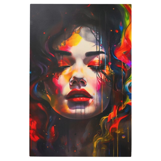 Impresión En Metal Retrato Surrealista Audaz (Anverso)