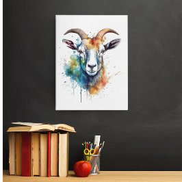 Impresión En Metal Retrato Vivid Rainbow Goat