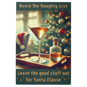 Impresión En Metal Retro 50 Evita Los Navidades traviesos Martini