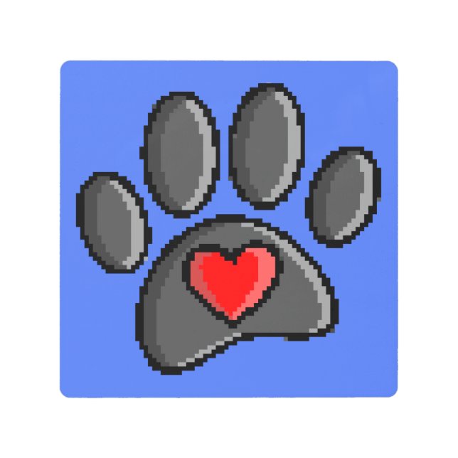 Impresión En Metal Retro 80 Videojuego 8 bits Pixel Art Dog Paw Print (Anverso)