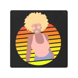 IMPRESIÓN EN METAL RETRO AFRO QUEEN - REINA AFROAMERICANA