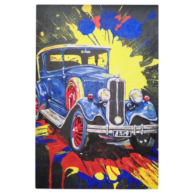 Impresión En Metal retro, móvil, coche, vintage, (Anverso)