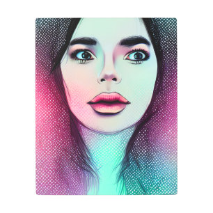 Impresión En Metal Retro Polka Dots Ombre Mujer