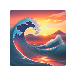 Impresión En Metal Retro-reimaginación de la gran ola