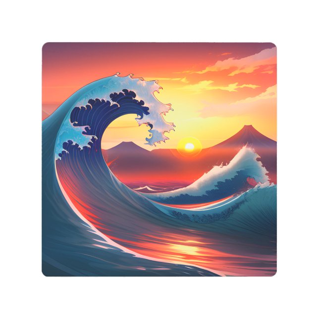 Impresión En Metal Retro-reimaginación de la gran ola (Anverso)