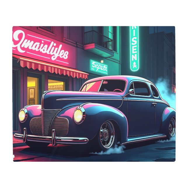 Impresión En Metal  Retro Street Scene Art (Anverso)