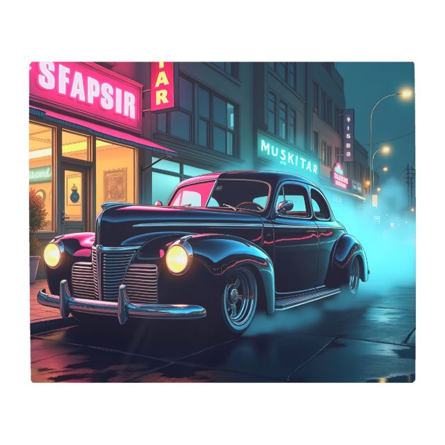 Impresión En Metal  Retro Street Scene Art (Anverso)