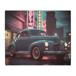 Impresión En Metal Retro Street Scene Art 1940s Classic Car 
