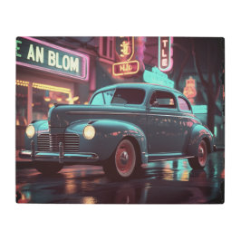 Impresión En Metal Retro Street Scene Art 1940s Classic Car 