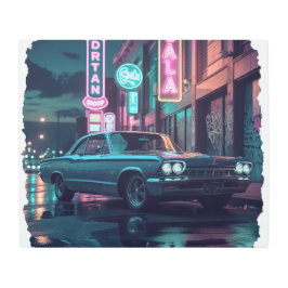 Impresión En Metal Retro Street Scene Art 1940s Classic Car 