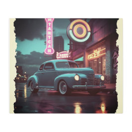 Impresión En Metal Retro Street Scene Art 1940s Classic Car 