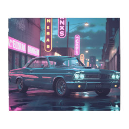 Impresión En Metal Retro Street Scene Art 1940s Classic Car 