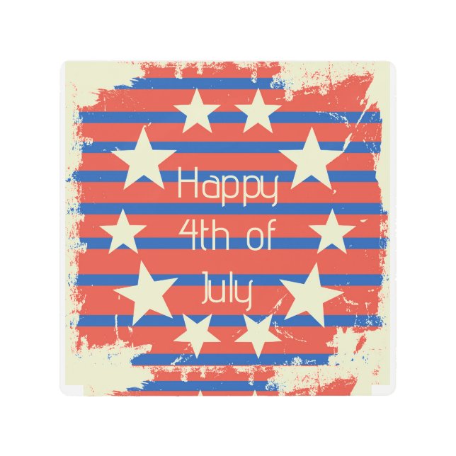 Impresión En Metal Retro vintage 4 de julio (Anverso)