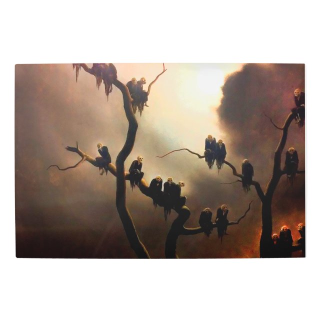 Impresión En Metal Retro vivo - fantasmas en un árbol (Anverso)