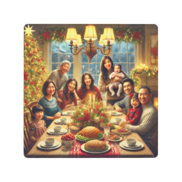 Impresión En Metal "Reuniones cálidas: Celebración de Navidades"