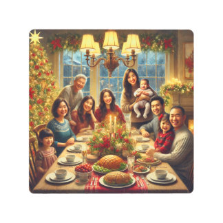 Impresión En Metal "Reuniones cálidas: Celebración de Navidades"