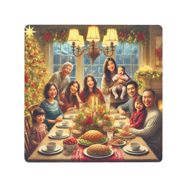 Impresión En Metal "Reuniones cálidas: Celebración de Navidades" (Anverso)