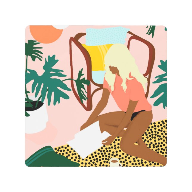 Impresión En Metal Rincón de lectura de moda (Anverso)