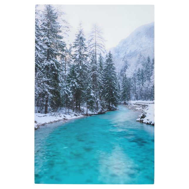 Impresión En Metal Río mágico en un bosque de invierno encantado (Anverso)