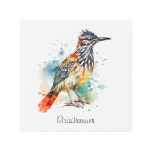 Impresión En Metal Roadrunner en acuarela vibrante