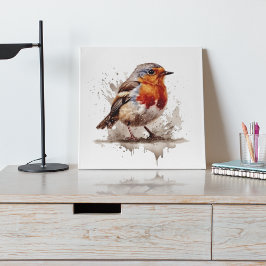 Impresión En Metal Robin del patio trasero encantador