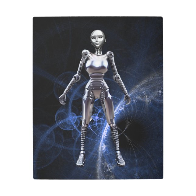Impresión En Metal Robot de la mujer metálica (Anverso)