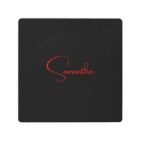 Rojo negro tu nombre caligrafía moderna Minimalist