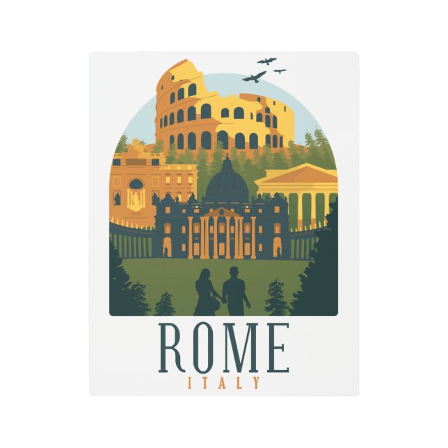 Impresión En Metal Roma Colosseum Vintage (Anverso)