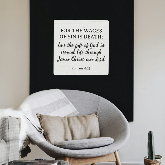 Impresión En Metal Romanos 6:23 Inspirador Rústico de la Biblia del R (Subido por el creador)