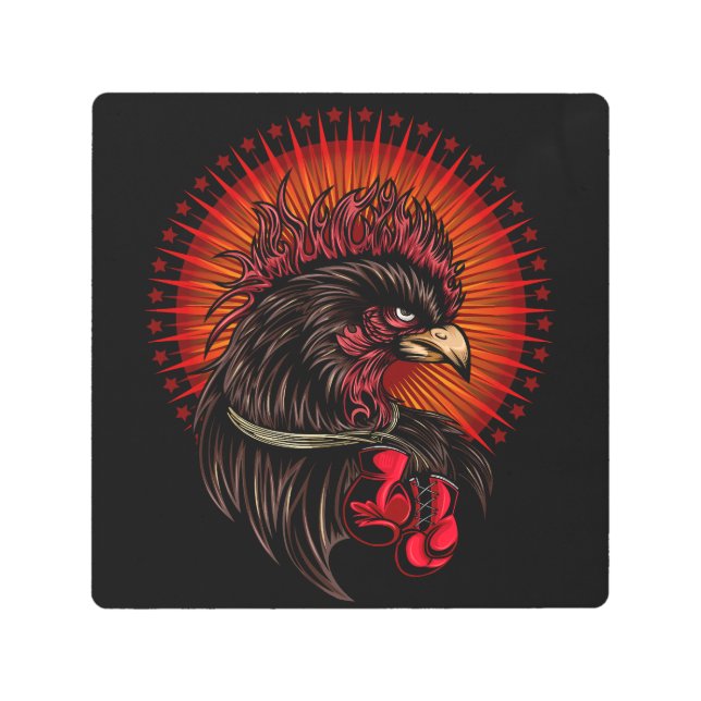 Impresión En Metal Rooster de boxeo (Anverso)