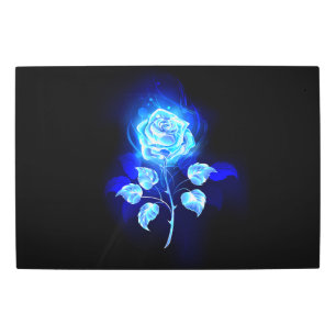 Impresión En Metal Rosa azul en llamas