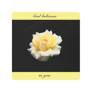 Impresión En Metal Rosa Blanca Inspiradora