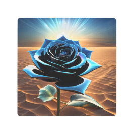 Impresión En Metal Rosa del Desierto Metálico Azul