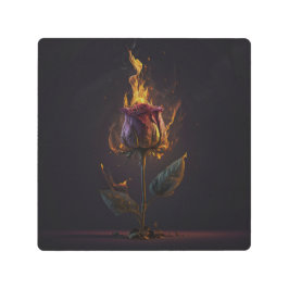 Impresión En Metal rosa en llamas