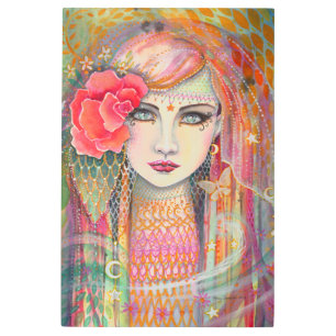 Impresión En Metal Rosa gitano Chica bohemia imprimida en Metalizado