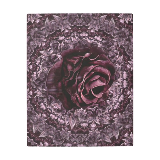 Impresión En Metal Rosa Mandala (Anverso)