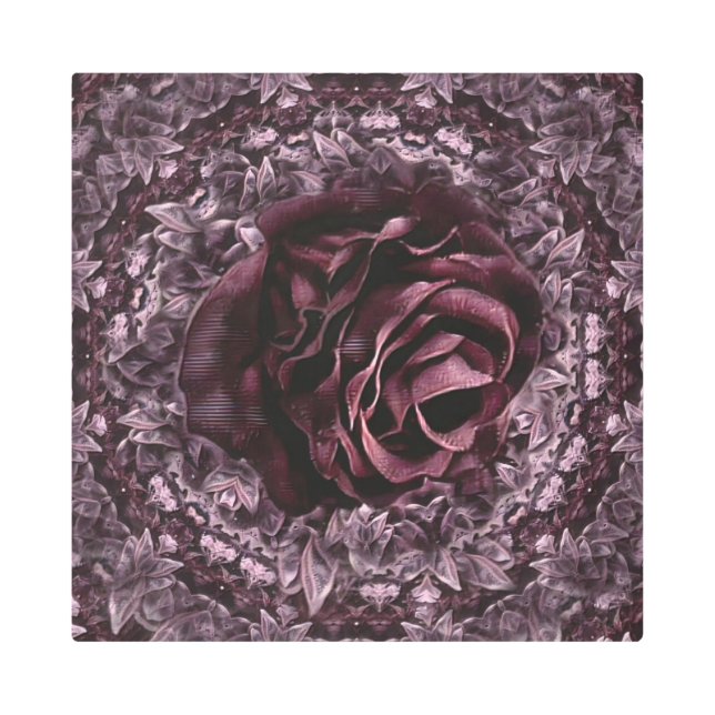 Impresión En Metal Rosa Mandala (Anverso)