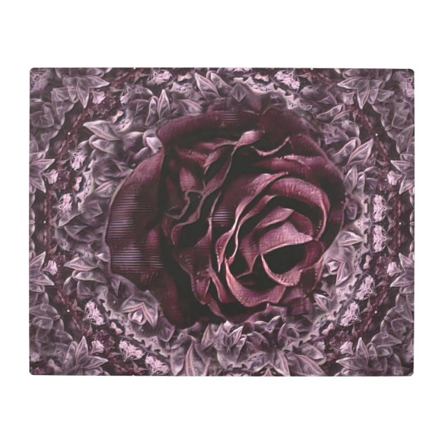 Impresión En Metal Rosa Mandala (Anverso)