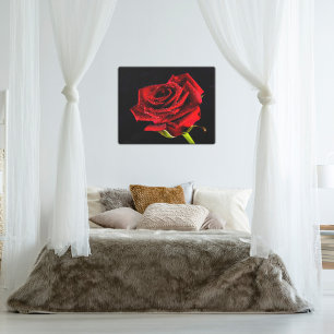 Impresión En Metal rosa roja romántica con gotitas de agua metalizado
