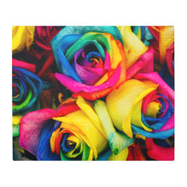 Impresión En Metal Rosas Arcoiris De Glorioso Color