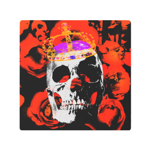 Impresión En Metal Rosas de Edgy King Skull Crown
