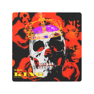 Impresión En Metal Rosas de Edgy King Skull Crown