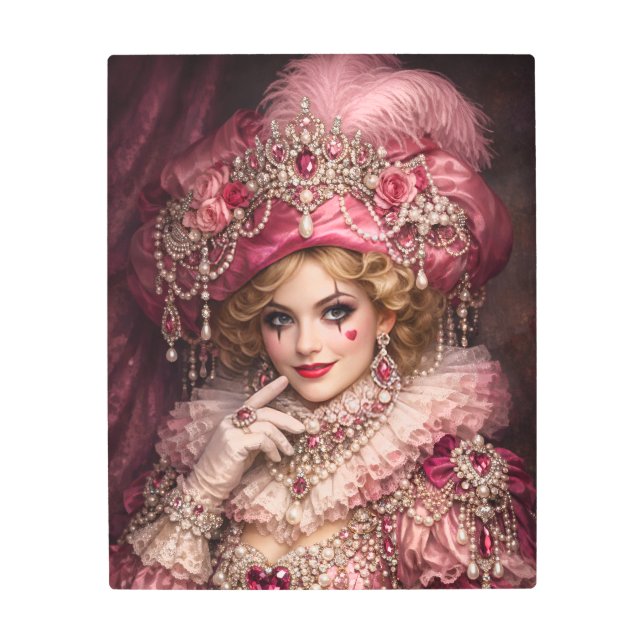 Impresión En Metal Rose Harlequin Luxury Portrait Metal Wall Art (Anverso)